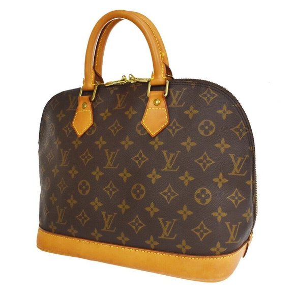 LOUIS VUITTON LV Logo Alma Hand Bag Monogram Leather Brown France - Picture 1 of 14